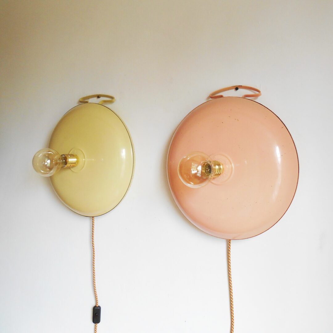 A pair of vintage bed warmer lamps by Fiona Bradshaw Designs
