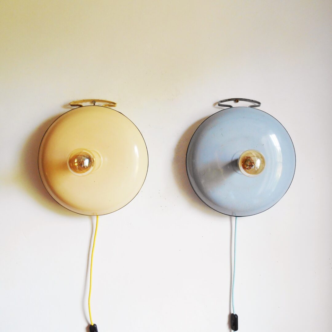 A pair of vintage bed warmer lamps by Fiona Bradshaw Designs