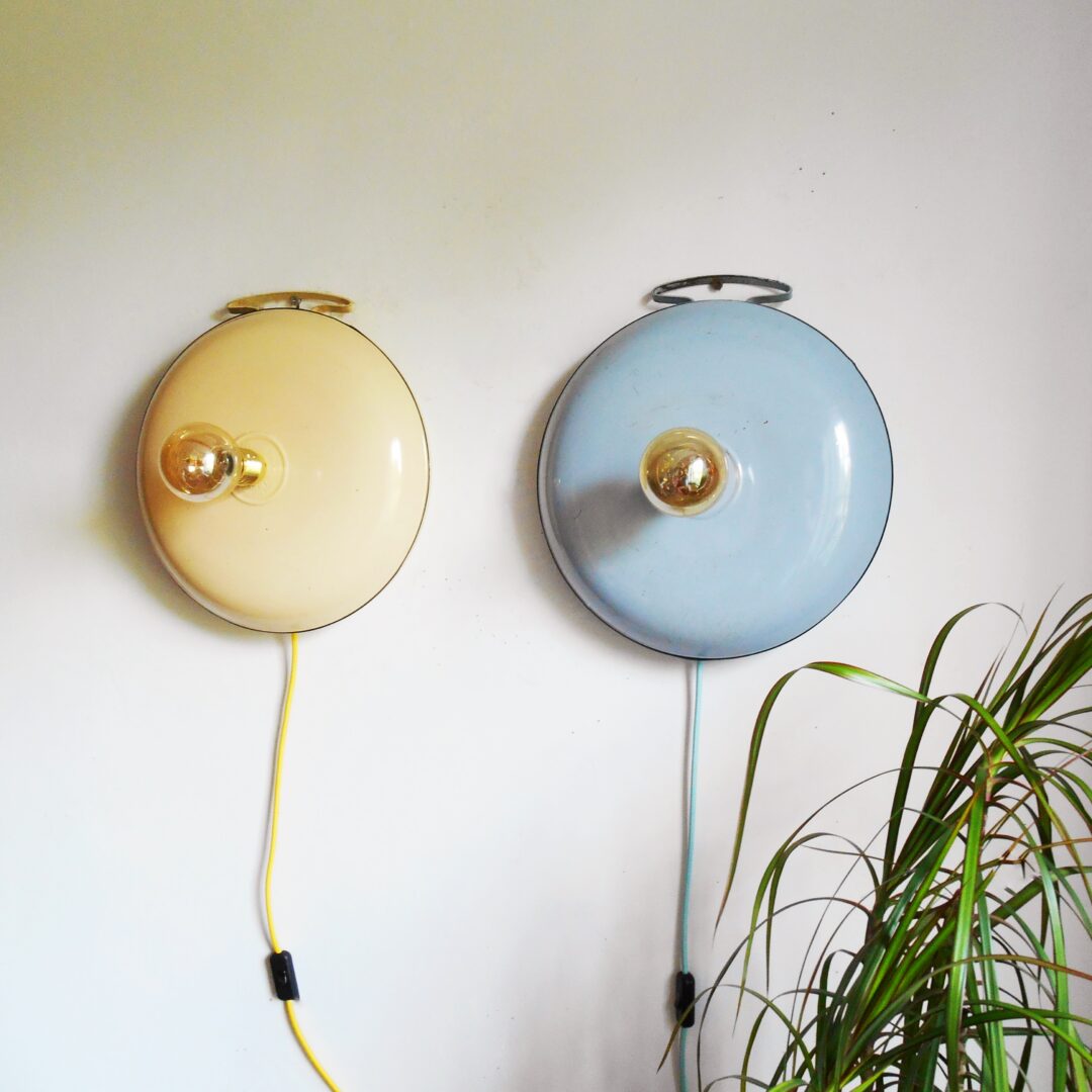 A pair of vintage bed warmer lamps by Fiona Bradshaw Designs