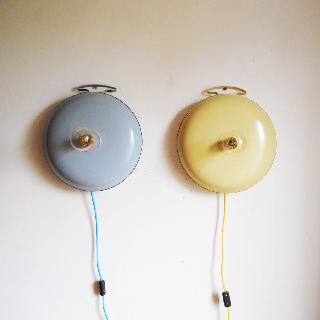 A pair of vintage bed warmer lamps by Fiona Bradshaw Designs