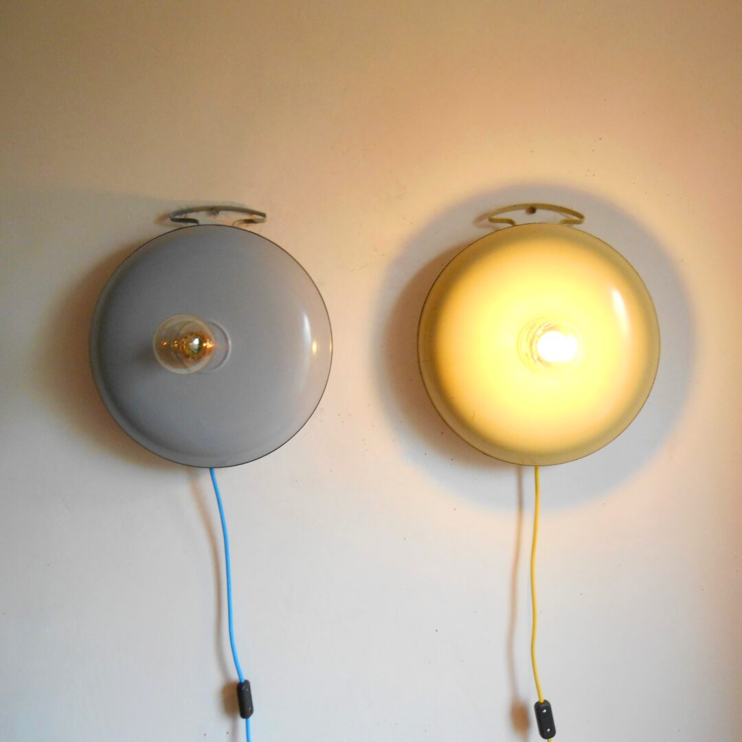 A pair of vintage bed warmer lamps by Fiona Bradshaw Designs