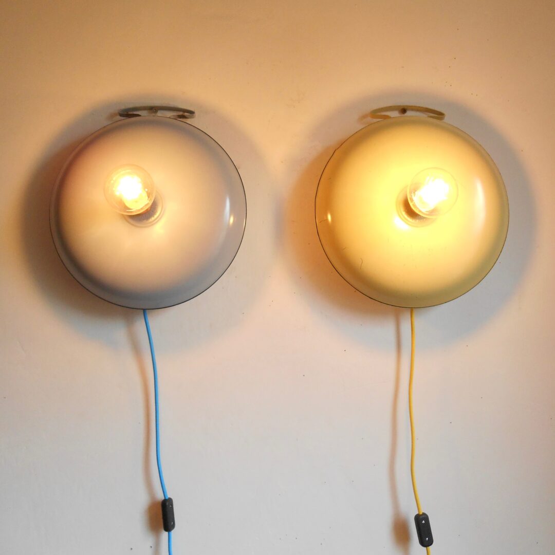 A pair of vintage bed warmer lamps by Fiona Bradshaw Designs