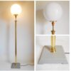 A vintage brass floor lamp with a large glass dome by Fiona Bradshaw Designs