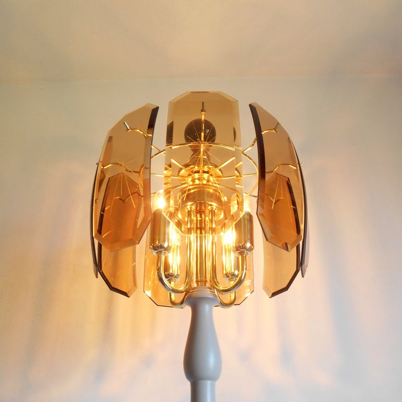 Bespoke retro smoked glass floor lamp by Fiona Bradshaw Designs