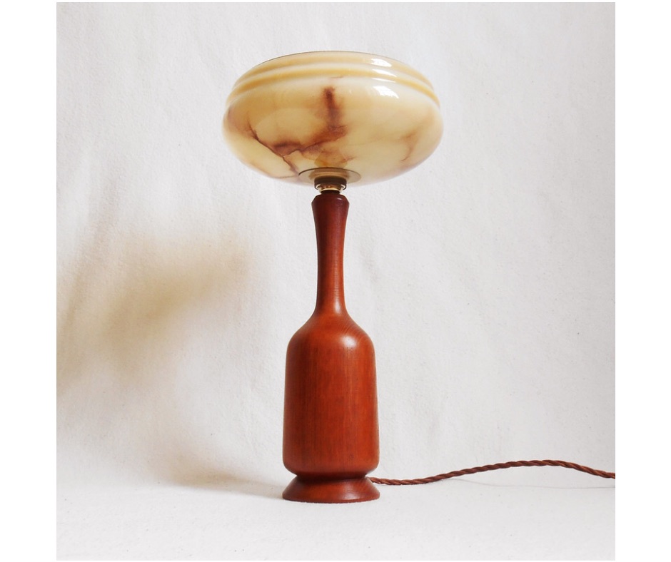 Mid century modern teak table lamp by Fiona Bradshaw Designs