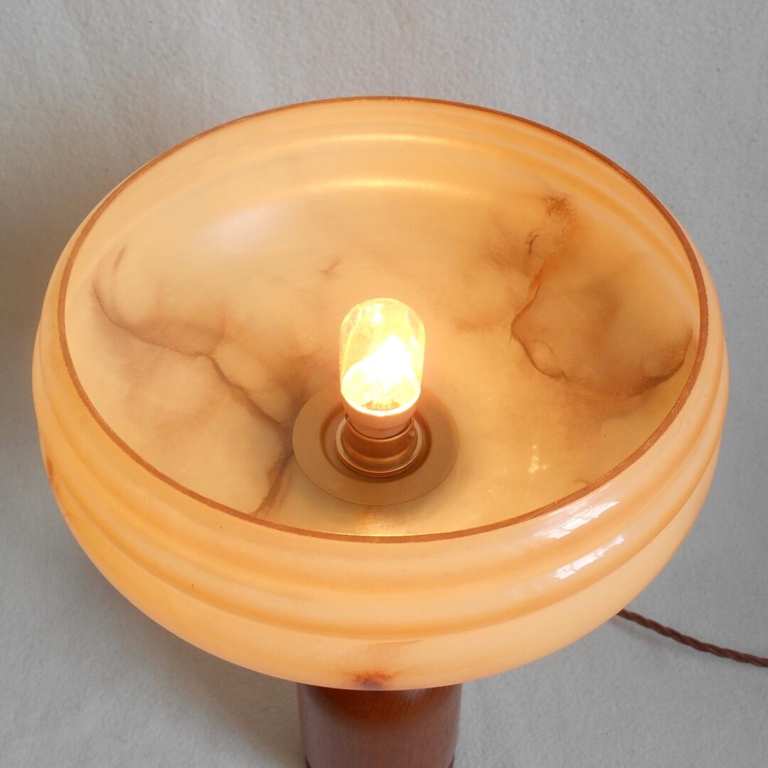 Mid century modern teak table lamp by Fiona Bradshaw Designs