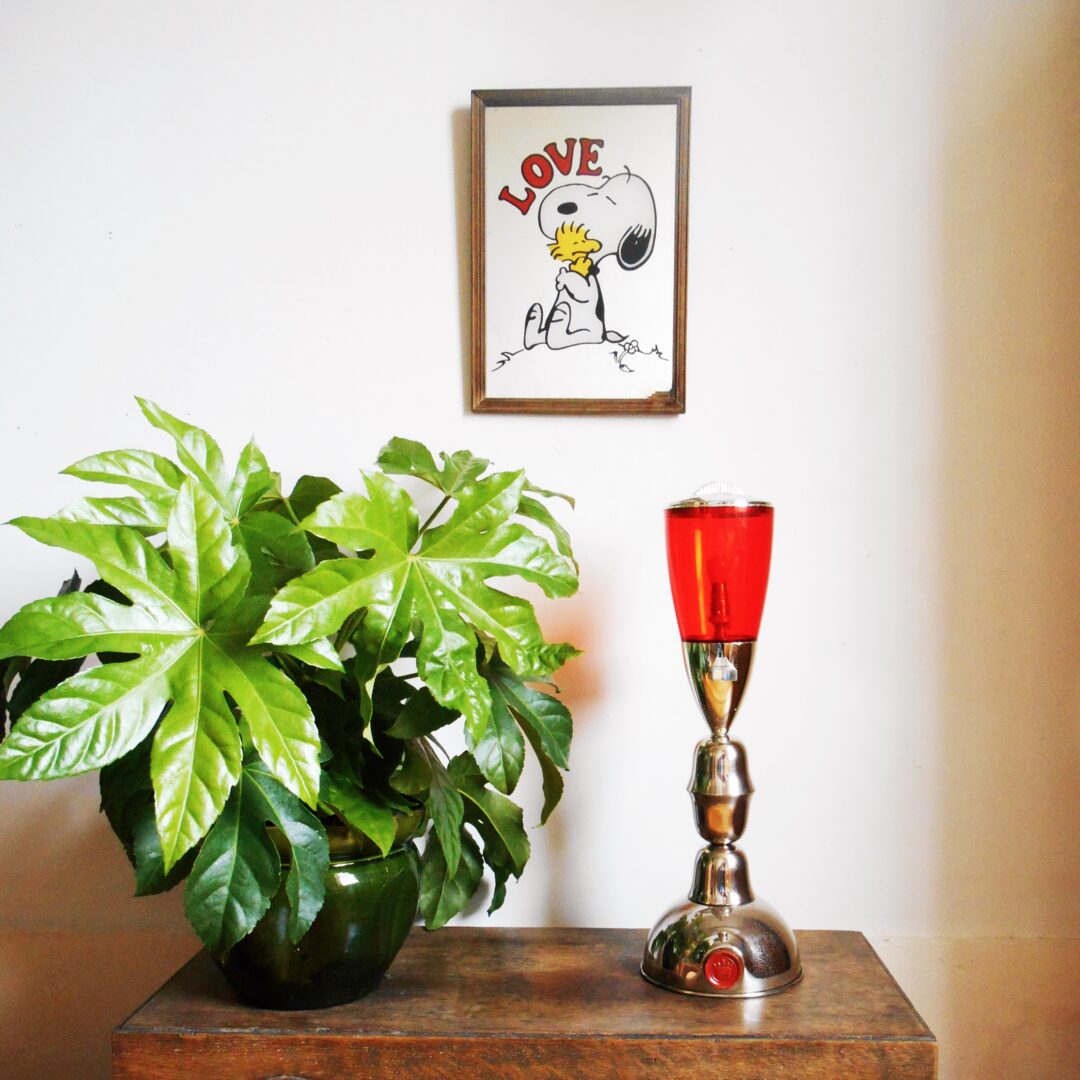 Retro red and silver tea caddy table lamp by Fiona Bradshaw Designs