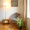 Upcycled floor lamp using a vintage radio, a copper hunting horn & an Art Deco shade by Fiona Bradshaw Designs