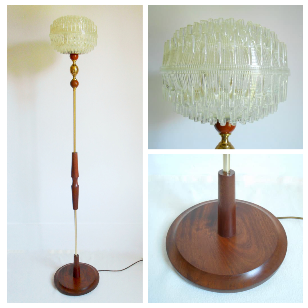 Vintage floor lamp with a retro space age shade by Fiona Bradshaw Designs