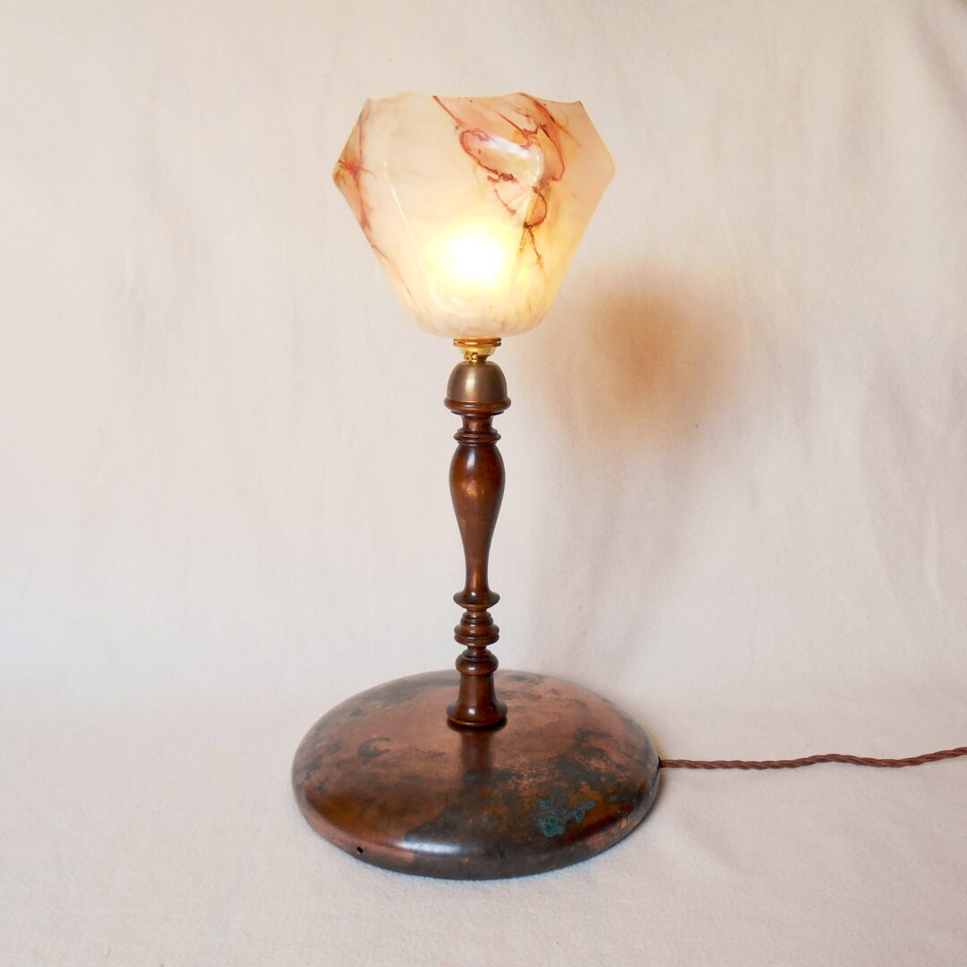 Unique table lamp with beautiful antique components by Fiona Bradshaw Designs