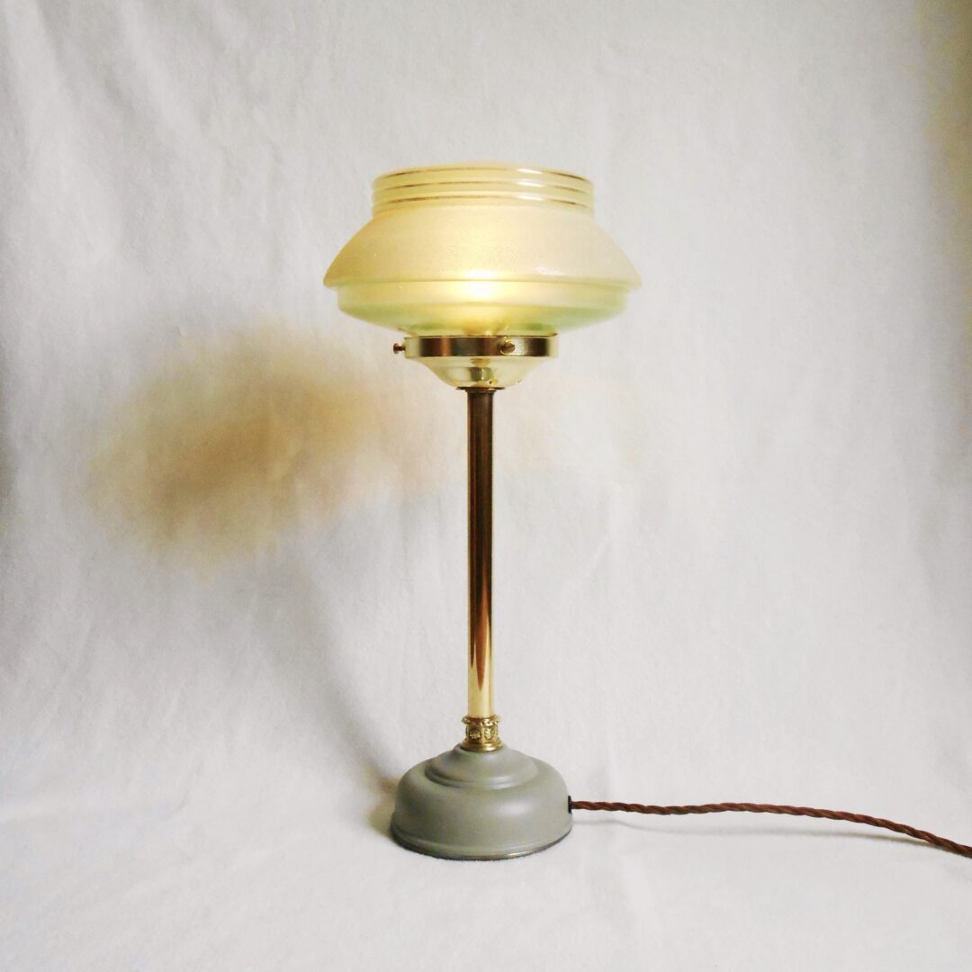 Art Deco table lamp with a mint green shade by Fiona Bradshaw Designs