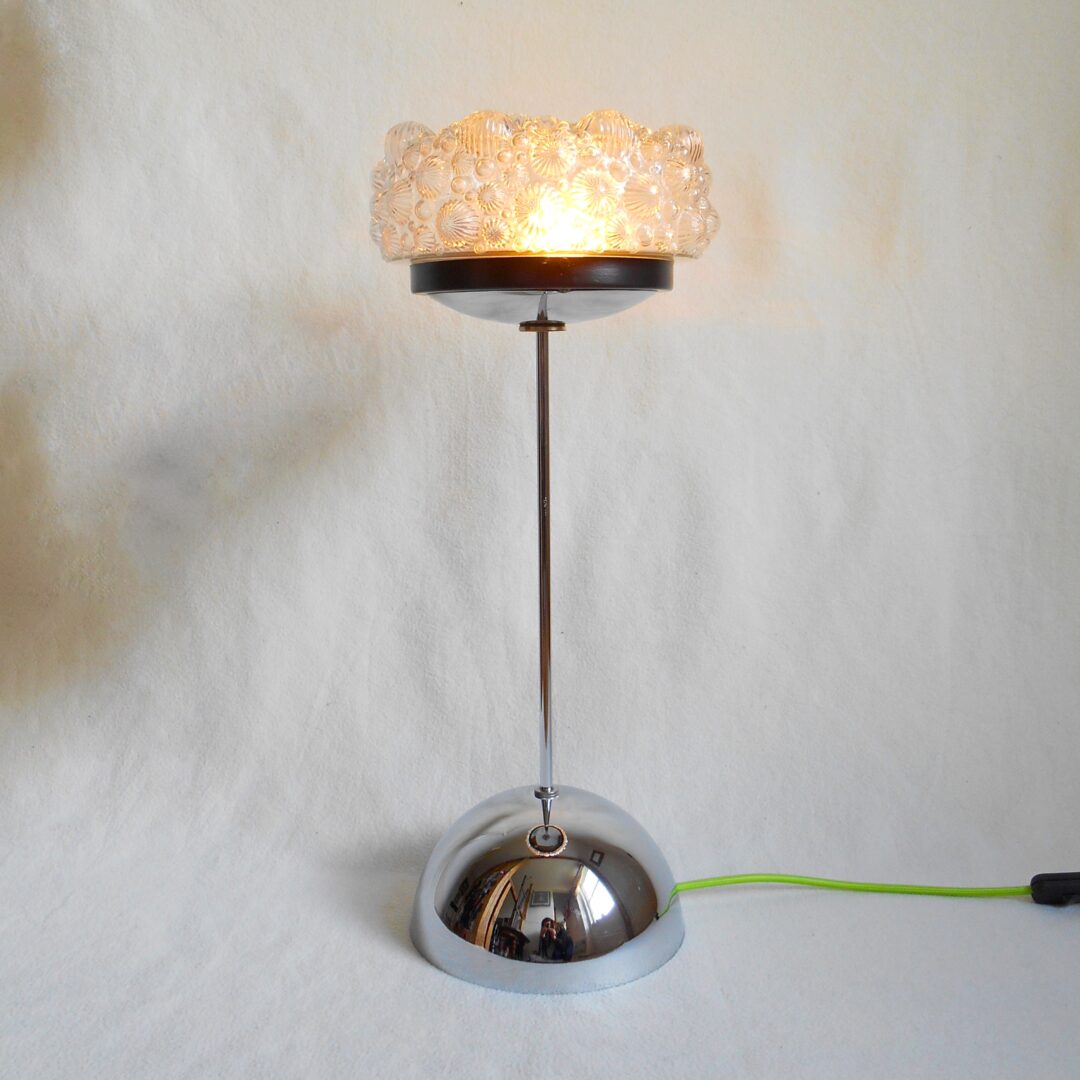 Retro cut glass and silver chrome table lamp by Fiona Bradshaw Designs