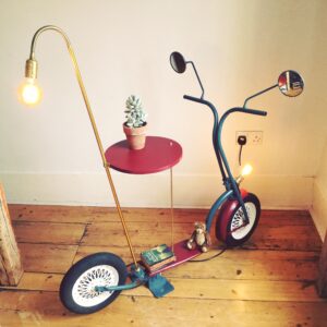 Scooter lamp and side table by Fiona Bradshaw Designs