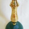 A pair of Art Deco style lamps with frilly green glass shades by Fiona Bradshaw Designs