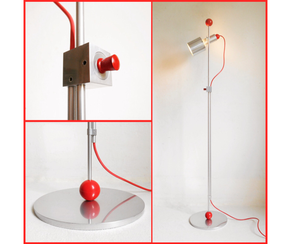 Retro silver spot lamp with red snooker balls by Fiona Bradshaw Designs