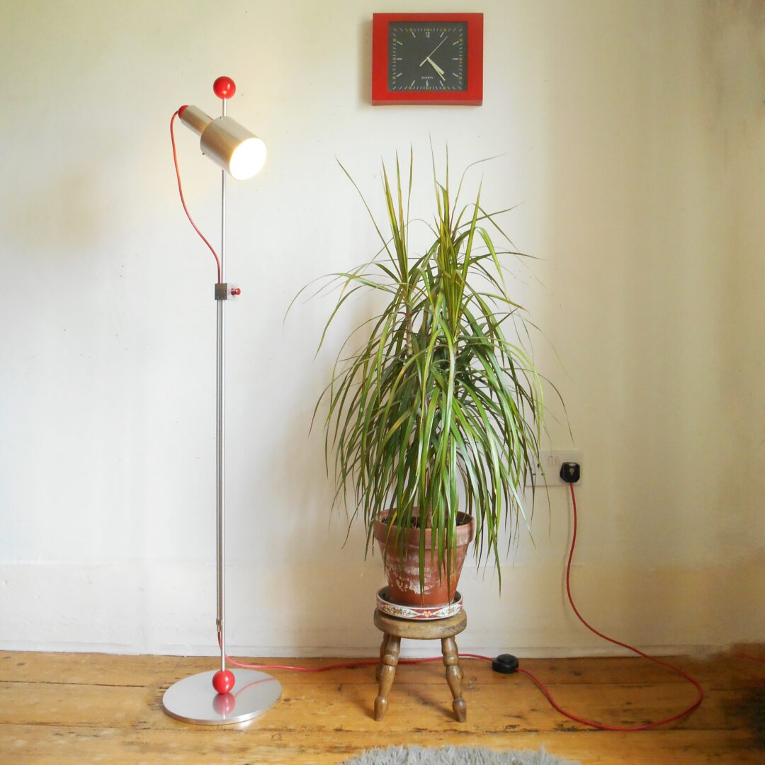 Retro silver spot lamp with red snooker balls by Fiona Bradshaw Designs