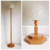 A vintage octagonal oak floor lamp with a glass domed shade by Fiona Bradshaw Designs