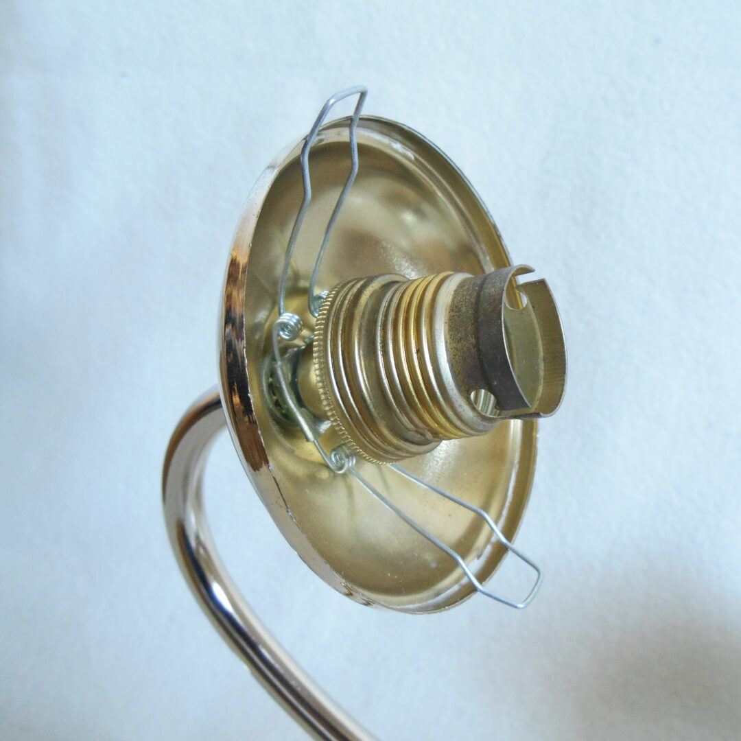 Art Deco style brass chandelier with three glass globe shades by Fiona Bradshaw Designs