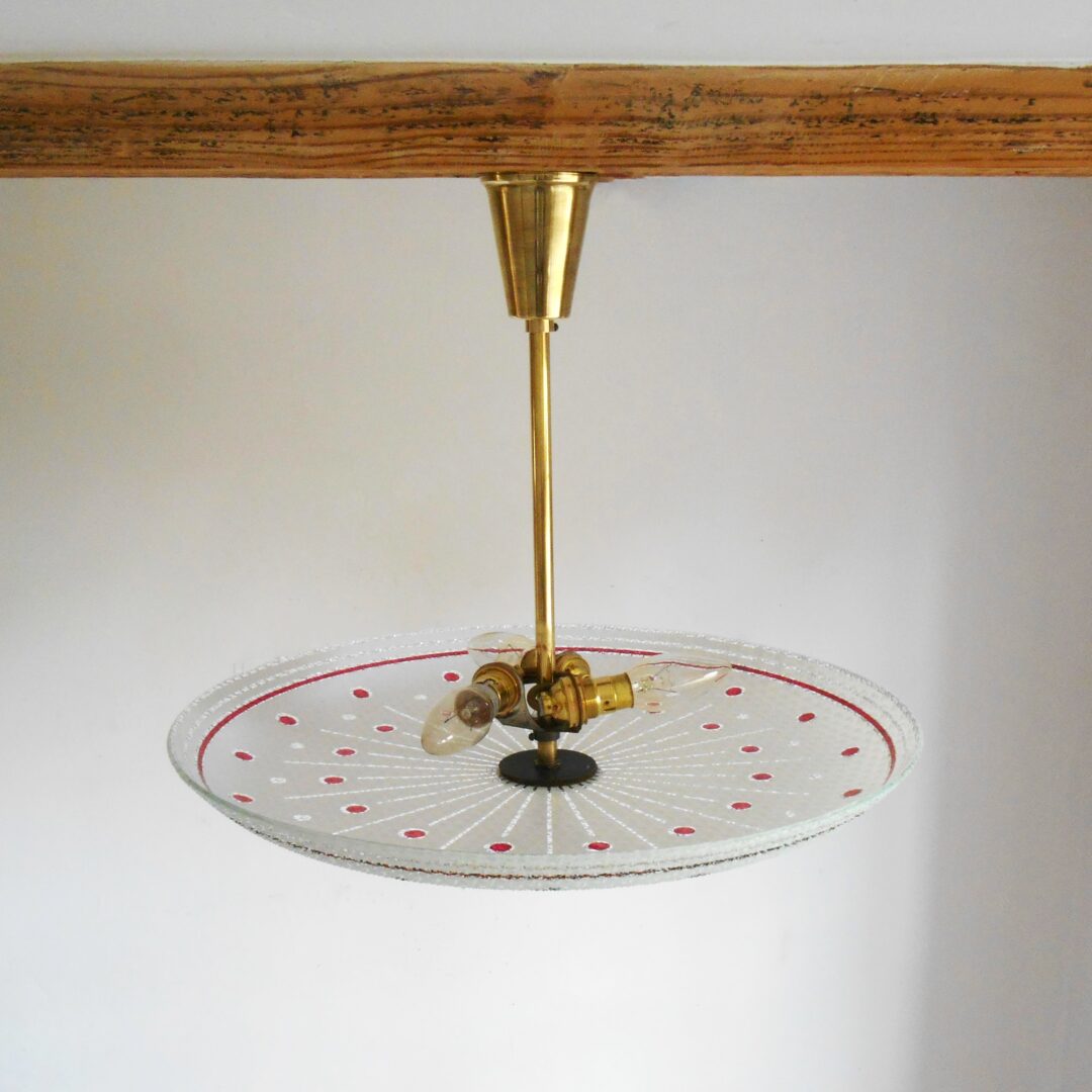 A retro glass pendant lamp by Fiona Bradshaw Designs