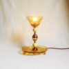 Amber cut glass table lamp with unique decorative brass features by Fiona Bradshaw Designs