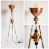 An antique brass tripod floor lamp by Fiona Bradshaw Designs