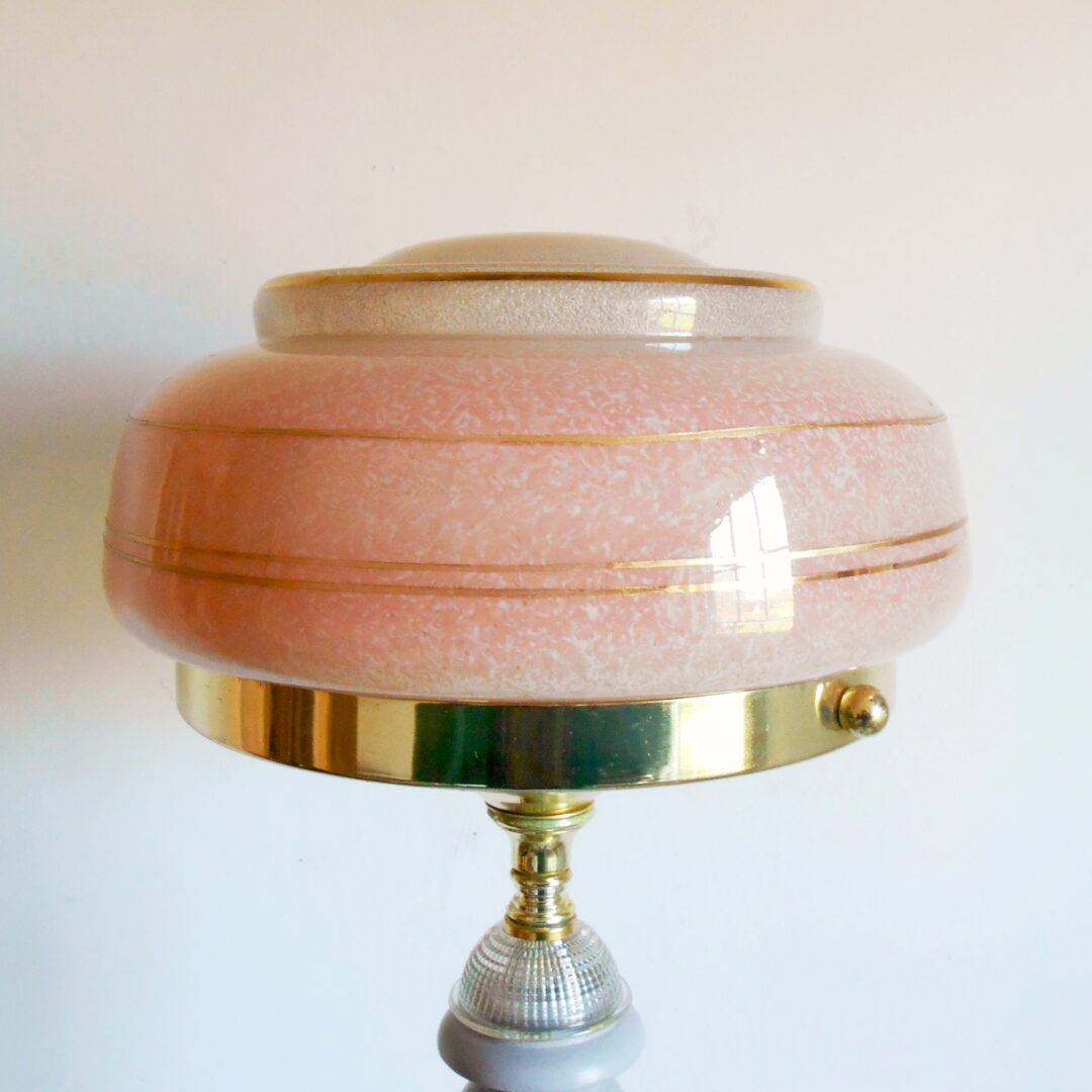 An Art Deco style pink and grey standard lamp by Fiona Bradshaw Designs