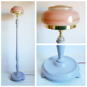 An Art Deco style pink and grey standard lamp by Fiona Bradshaw Designs