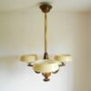 A rare Art Deco wooden chandelier with opaline shades by Fiona Bradshaw Designs