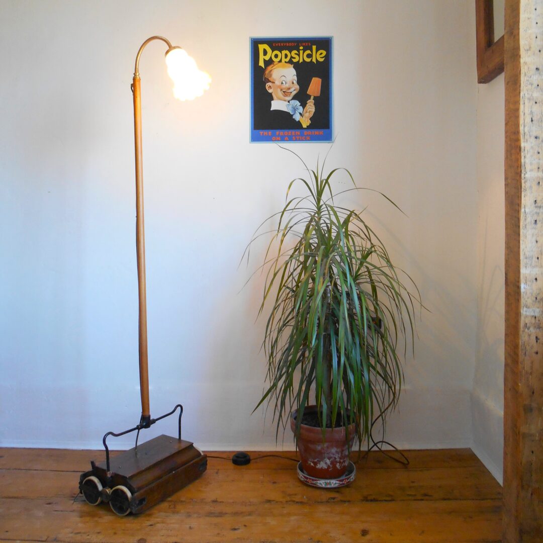 An antique mechanical hoover floor lamp by Fiona Bradshaw Designs