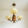 A rare Art Deco wooden chandelier with opaline shades by Fiona Bradshaw Designs