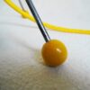 A groovy retro yellow tripod table lamp by Fiona Bradshaw Designs