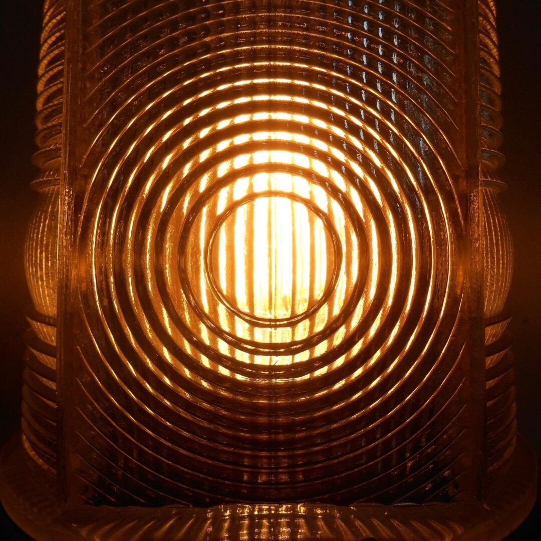 A Holophane and mahogany unique table lamp by Fiona Bradshaw Designs