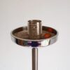 A bowling ball floor lamp with a gorgeous mid century modern amber glass shade by Fiona Bradshaw Designs