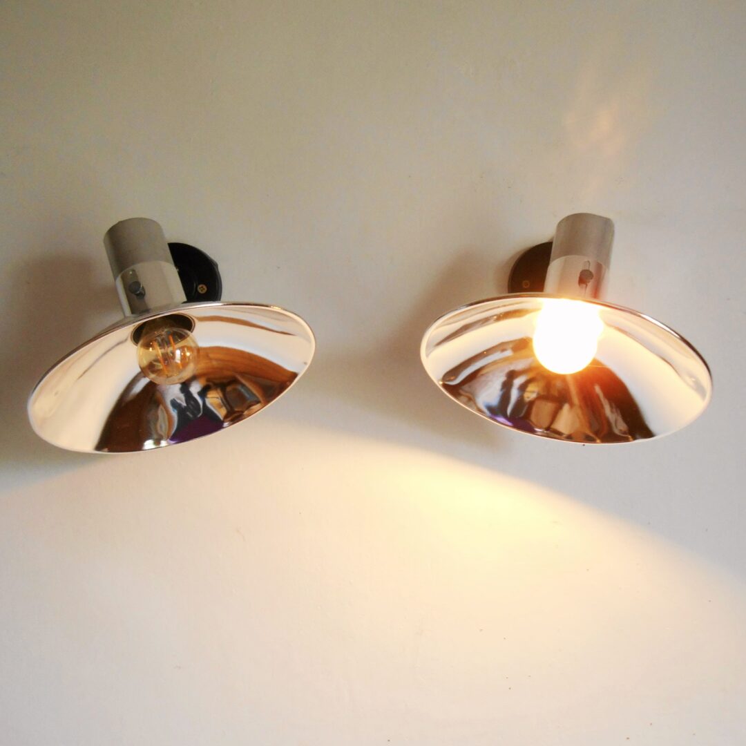 A pair of vintage photographers adjustable wall lamps by Fiona Bradshaw Designs