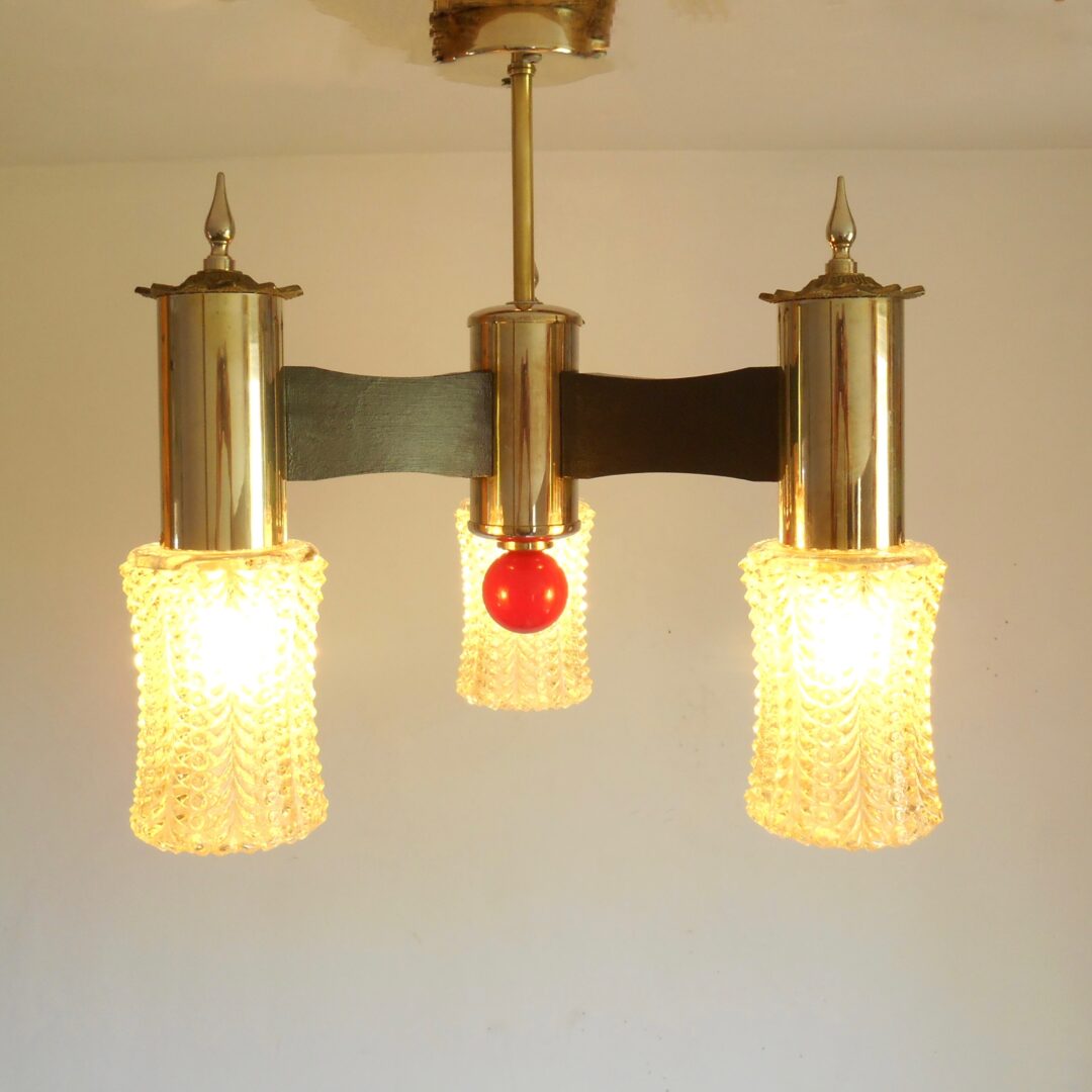 A mid century modern unique ‘rocket’ chandelier by Fiona Bradshaw Designs