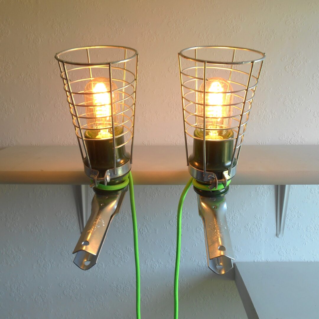A pair of Briticent vintage gripper lamps by Fiona Bradshaw Designs