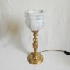 A beautiful Art Deco brass table lamp with a marbled glass shade by Fiona Bradshaw Designs