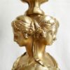 A beautiful Art Deco brass table lamp with a marbled glass shade by Fiona Bradshaw Designs