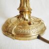 A beautiful Art Deco brass table lamp with a marbled glass shade by Fiona Bradshaw Designs