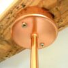 A mid century modern teak chandelier with unique retro features by Fiona Bradshaw Designs