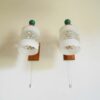 A pair of unique mid century modern teak wall lamps by Fiona Bradshaw Designs