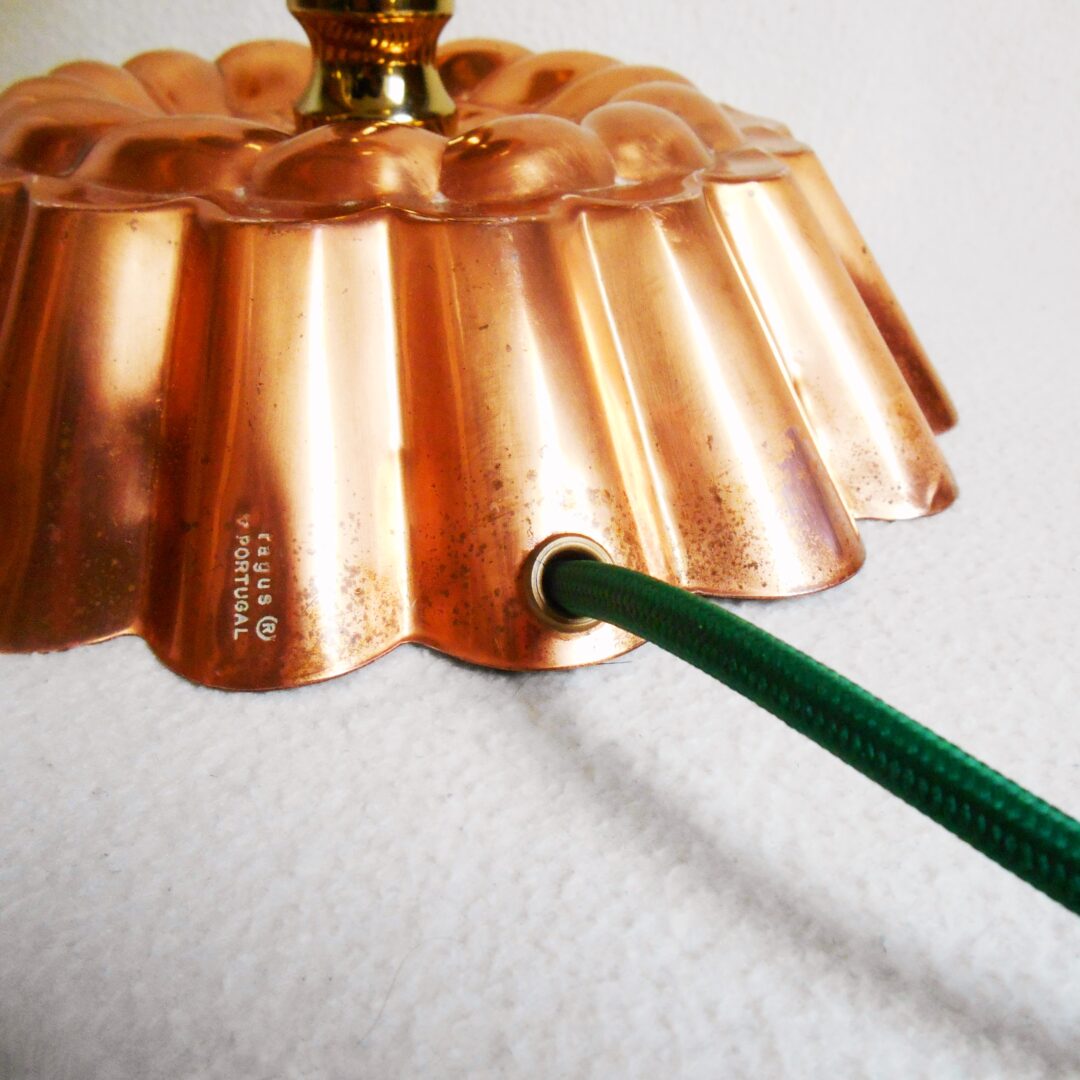 A bespoke copper jelly mould table lamp by Fiona Bradshaw Designs