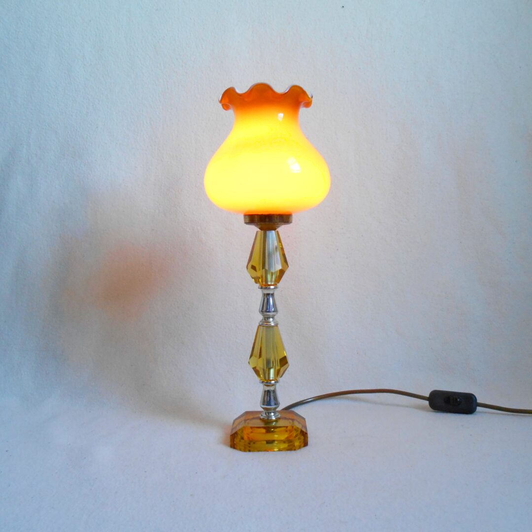 Amber mid century modern table lamp by Fiona Bradshaw designs