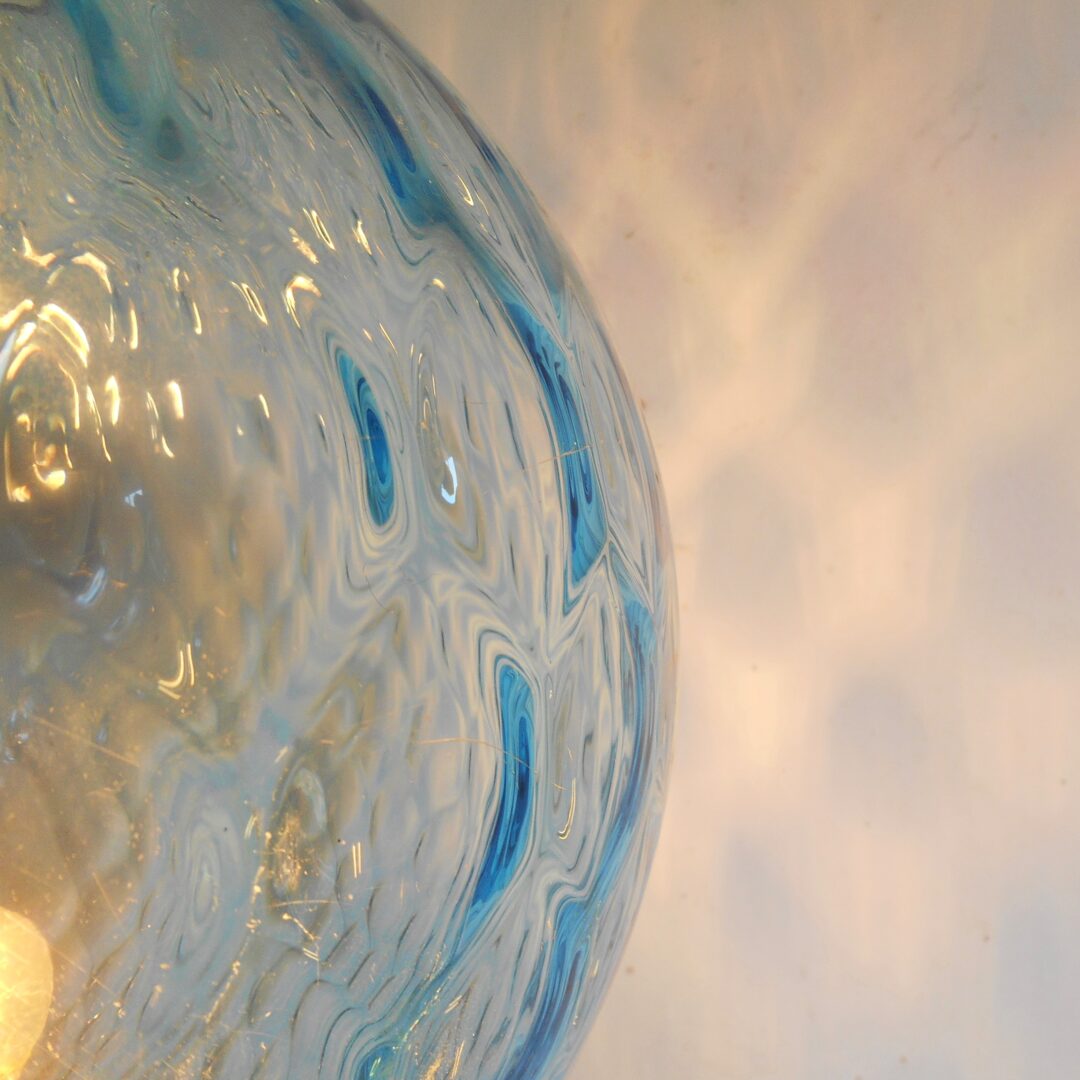 A blue mid century modern floor lamp by Fiona Bradshaw Designs