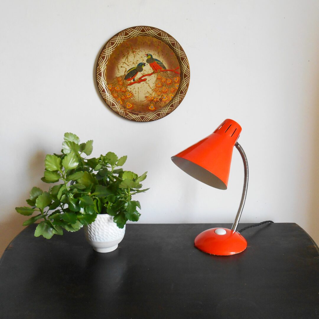 A retro orange spot lamp by Fiona Bradshaw Designs