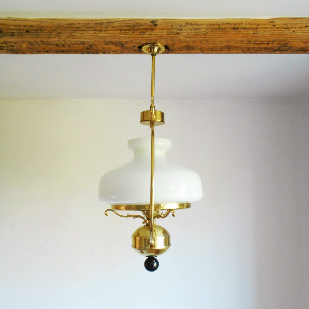 A vintage brass oil lamp by Fiona Bradshaw Designs