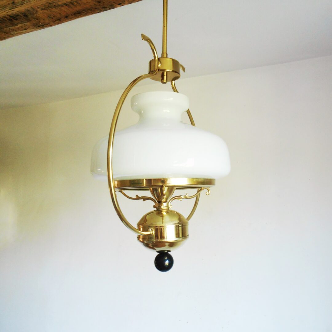 A vintage brass oil lamp by Fiona Bradshaw Designs