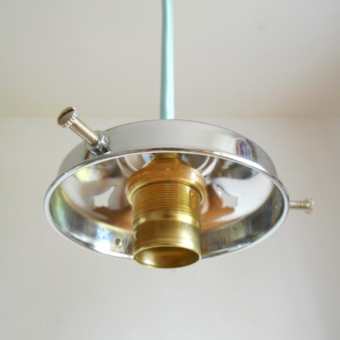 Pair of Art Deco cube opaline glass pendant lamps by Fiona Bradshaw Designs