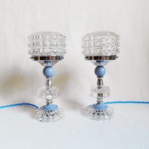 A pair of mid century cut glass table lamps by Fiona Bradshaw Designs