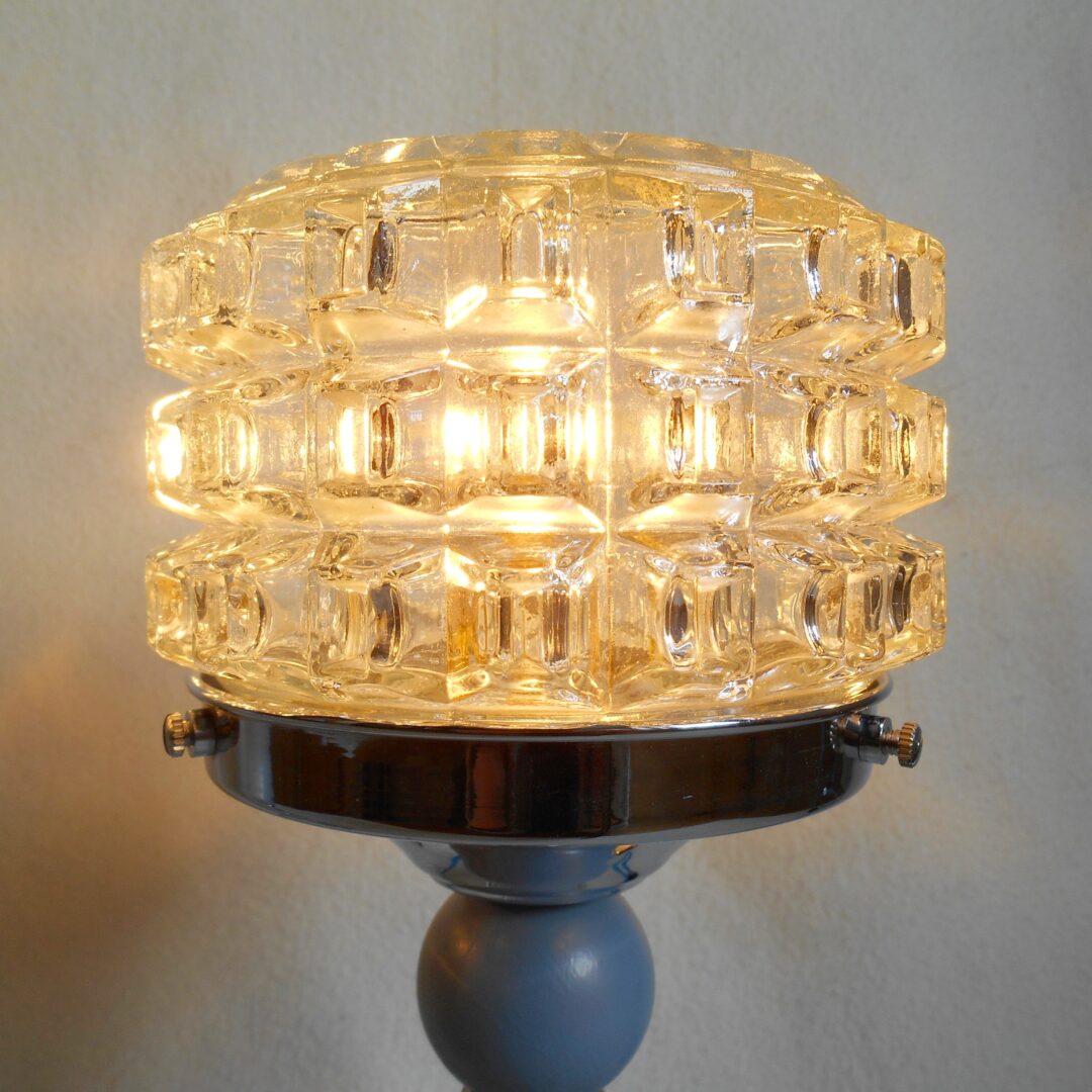 A pair of mid century cut glass table lamps by Fiona Bradshaw Designs